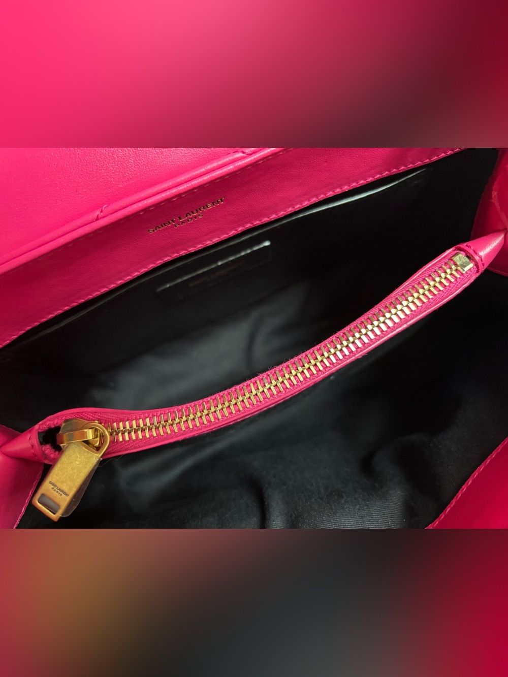 RARE Saint Laurent YSL Small Loulou Pink Fuchsia Shoulder Bag - Picture 16 of 17